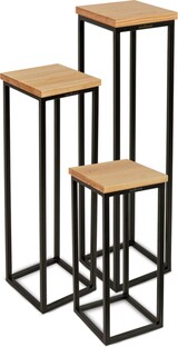 thumbnail of DELUKE® Blumenständer Holz LURI - 3er Set, Eichenholz, Metallgestell | Dekoständer für Blumen Pflanzenregal Pflanzenständer