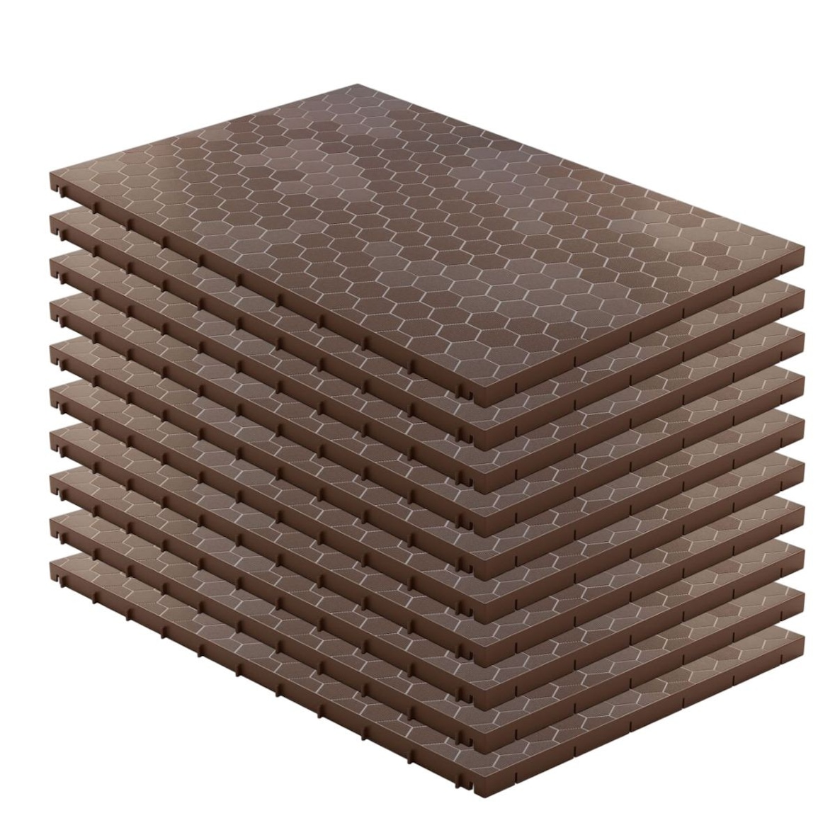 Lot de 10 Dalles de sol Clipsables Marron Taupe 116x76x3cm Polypropylène Revêtement de Sol Modulable 7.69m2 INTEC