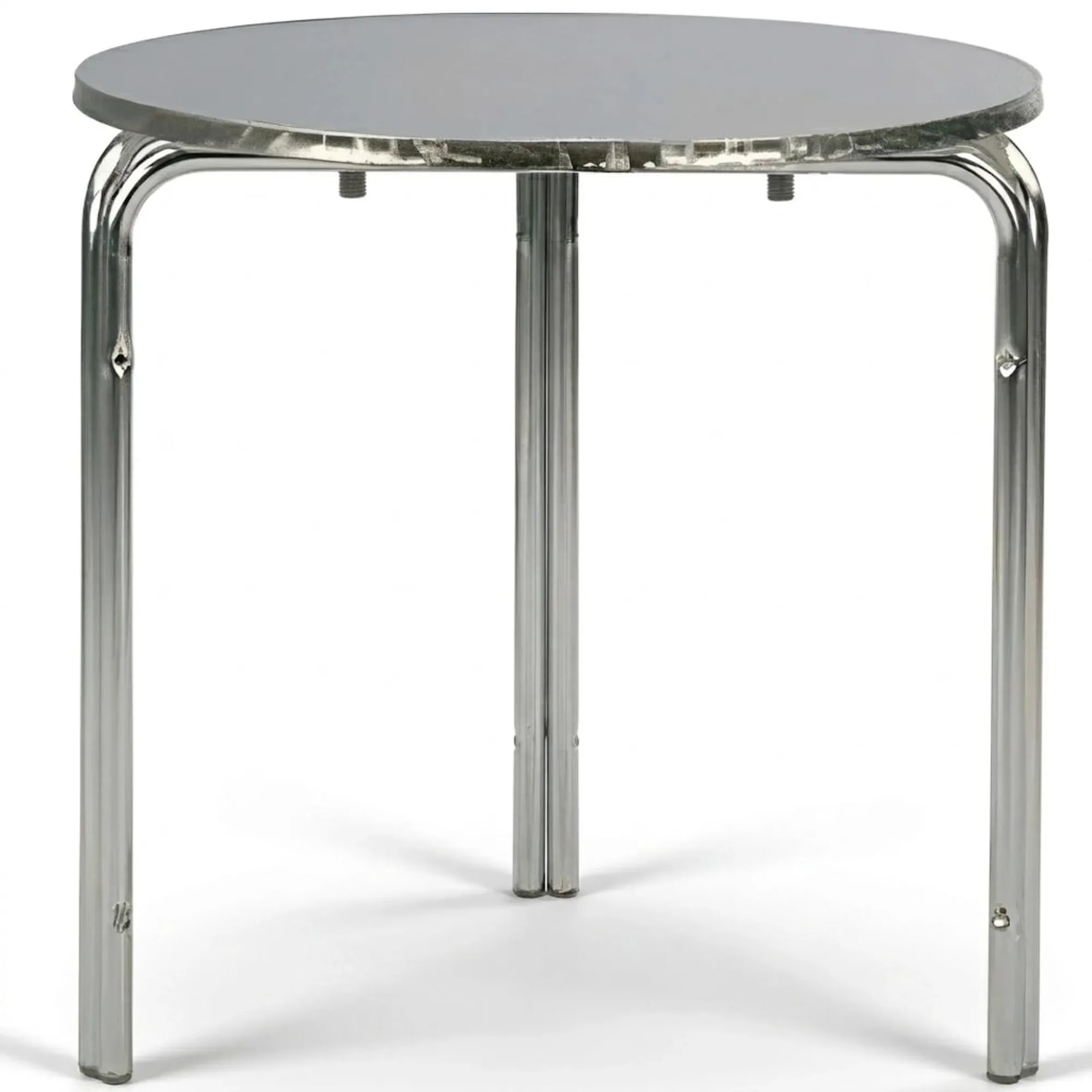 Tables rondes en aluminium Ø 60 cm pour terrasse. Mobilier CHR empilable pour intérieur et extérieur de bar, restaurant et café.