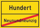 thumbnail of Hundert Neunundneunzig Schild Ortsschild A2 Rückseite selbstklebend