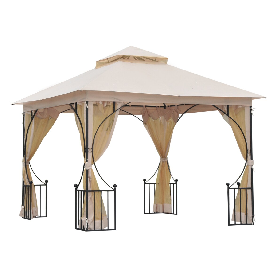 Outsunny Gazebo da Giardino in Metallo 3x3m Tetto Traspirante