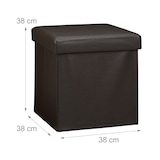 thumbnail of Relaxdays Faltbarer Sitzhocker, Sitzcube mit Stauraum u. Deckel, Fußablage, Sitzwürfel aus Kunstleder, 38x38 cm, braun