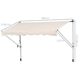 thumbnail of Toldo Manual Retráctil para Exterior 400x120x170-280 cm Toldo Enrollable Altura Ajustable con Manivela Protección Solar para Terraza Balcón Jardín