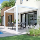 thumbnail of Pergola bioclimatique adossée blanche 3x4m et 1 Store 3,73 x 2,34 m