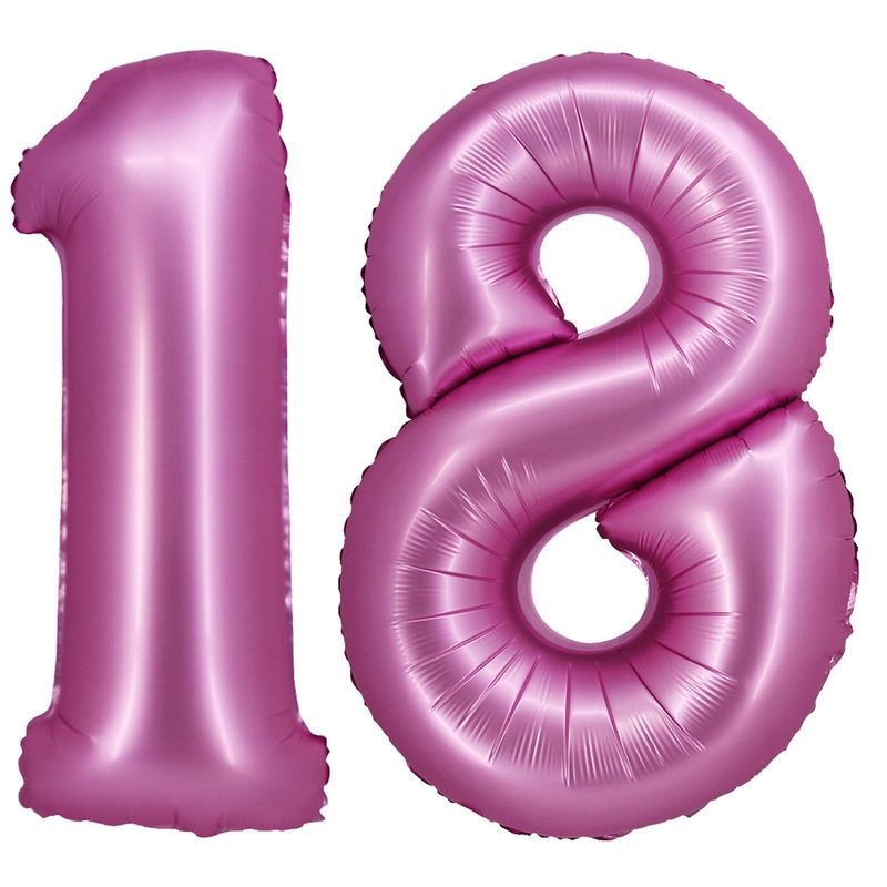 Playflip XL Folienballon pink matt Zahl 18