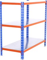 thumbnail of SimonRack Estantería Metálica, 900x1200x500 mm, 3 Alturas, Bandeja Metal, 200 kg de Punto Flexión, Azul/Naranja/Galva - Simonclick