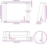 thumbnail of Helloshop26 - Set mit 2 verstellbaren U-förmigen Couchtischbeinen 70 x 42 cm modernes Design anthrazitfarbener Stahl 02_0057058