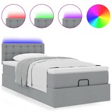 thumbnail of vidaXL Ottoman-Bett mit Matratze & LEDs Hellgrau 100x200 cm Stoff