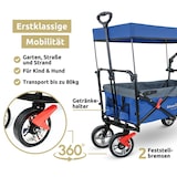 thumbnail of Bollerwagen faltbar mit Dach REGGI - Für Kinder & Tiere | Handwagen Transportwagen belastbar bis 80kg Feststellbremsen Sonnen- und Regenschutz, Blau