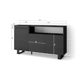 thumbnail of Sideboard, Küche, Schrank, Dielenschrank, 150x35x87cm, 3 Türen, Industriedesign, Moderner Stil, Schwarz _ 67_6
