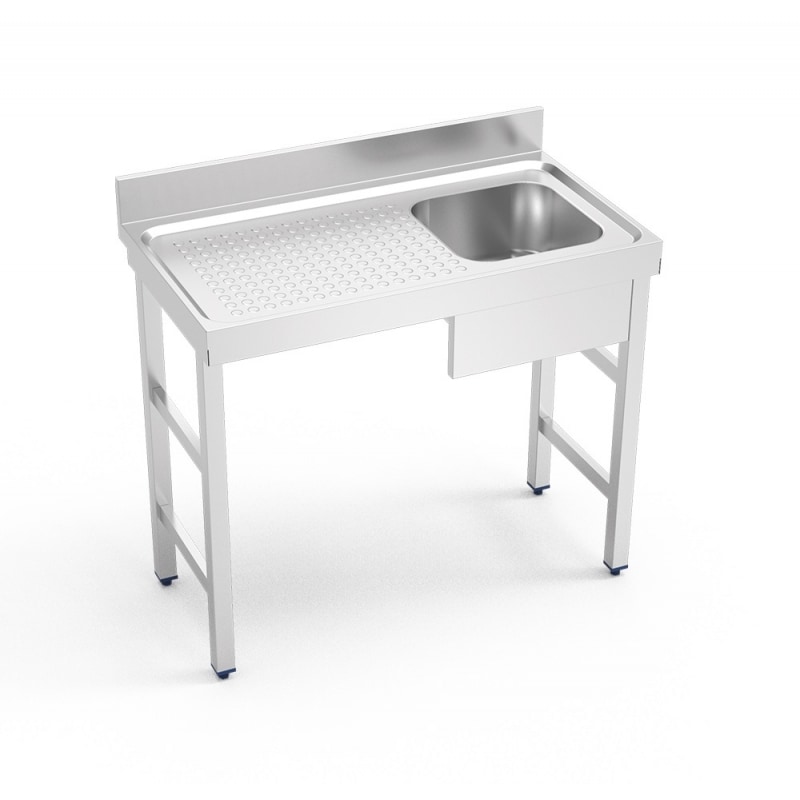 COMERCIAL ALFER - Fregadero con soporte, cubeta a la derecha y escurridor izquierdo. 120x60x85 cm