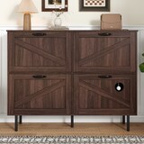 thumbnail of Schmaler Schuhschrank 28x120x92 cm mit 3 Klappen, Katzenspielzeug und Walnussfurnier für Stauraum und stilvolle Aufbewahrung