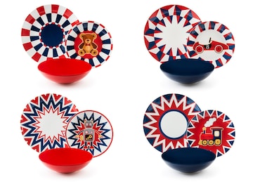 Excelsa servizio 12 piatti Vintage Toys porcellana multicolor