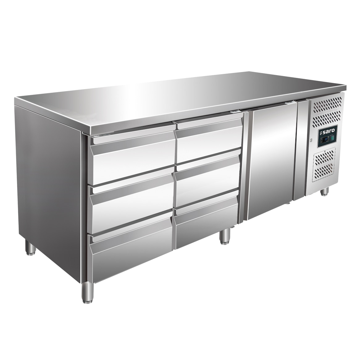 SARO Gekoelde werkbank met 1 deur en 2x sets van 3 lades, model KYLJA 3150 TN