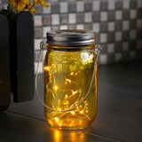 thumbnail of LED Solarglas Windlicht Laterne LED Einmachglas Tischleuchte Terrasse gelb