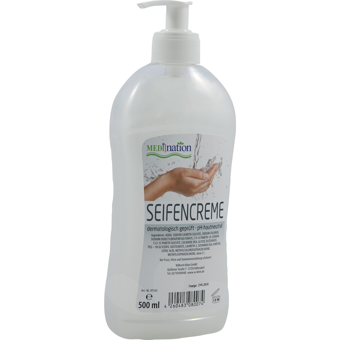 Medination 97543 Seifencreme mit Pumpe derm. getestet 500ml