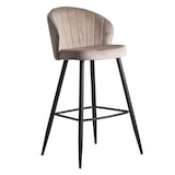 thumbnail of Barhocker `Adige`: Skandinavisches Design, Samtbezug, Metallbeine, 110 kg Belastung, Beige Farbe. Beige, 56x53x103 cm | Kadima Design