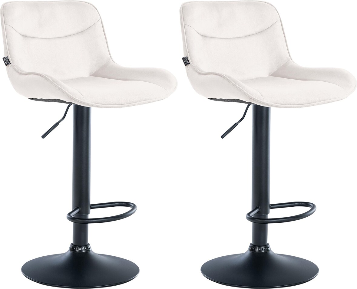 CHEFGASTRO 2er Set Barhocker TIMES SQUARE Samt Schwarz HxBxT 85x49x51cm Samt Creme Barstuhl