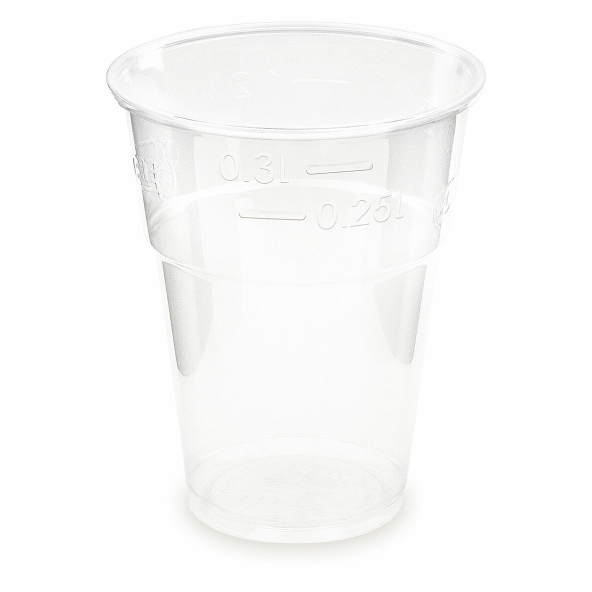 500x BIO Trinkbecher klar 300 ml 0,3 l Eichstrich Biokunststoff PLA o 85mm