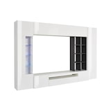 thumbnail of Dmora Wohnzimmermöbel Ocean, TV-Ständer Wohnzimmer-Set, Mehrzweck-Wohnzimmermöbel mit LED-Beleuchtung, cm 290x40h192, glänzend weiß und Schiefer
