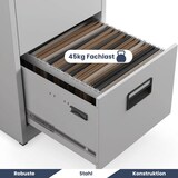 thumbnail of Hängeregisterschrank abschließbar TION - 4 Schubladen mit Schloss | Aktenschrank Büroschrank aus Stahl Metallschrank, 132x46x62cm Grau