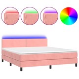 thumbnail of vidaXL Boxspringbett mit Matratze & LED Rosa 180x200 cm Samt