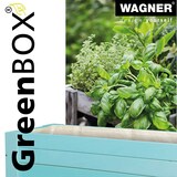 thumbnail of WAGNER GreenFAMILY Hochbeet GreenBOX Light - 70 x 83 x 34,5 cm, Massivholz türkisblau, Regalboden&Pflanztasche- 25027001