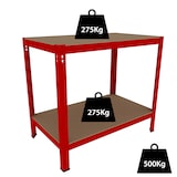 thumbnail of Banco Tavolo Da Lavoro Senza Bulloni In Acciaio Metallo e MDF Portata Fino 550 Kg 2 Ripiani Regolabili Garage Officina Cantina 90 x 100 x 60 cm Rosso