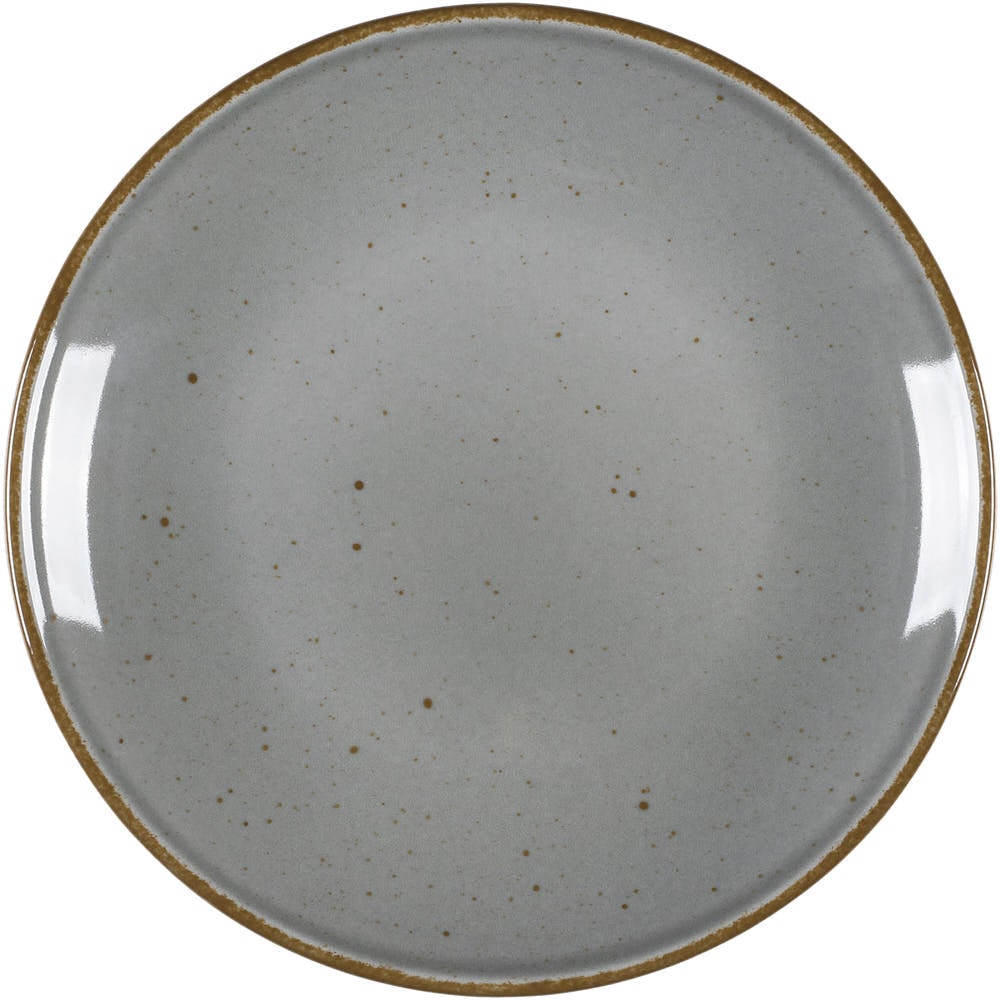 Lubiana Set 12 platte borden, serie Hotel, grijs, bruin gespikkeld, Ø 210 mm