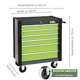 thumbnail of Werkstattwagen "Trutzi" abschließbar  6 Schubladen 78 x 64 cm Kantenschutzleisten Rollcontainer grün