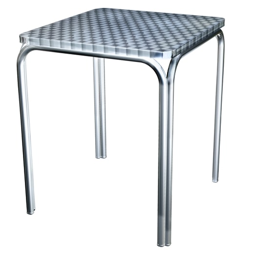 Mesa 8080_M259,25AL de Alumínio, top em inox 80x80x2cm na cor Aço polido (Empilhável).