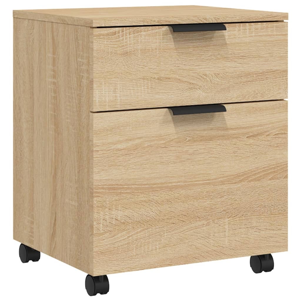 Décoshop26 - Caissons à tiroirs meuble de bureau mobile sur rourlettes MDF couleur chêne sonoma 45 x 38 x 54 cm DEC024563
