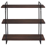 thumbnail of Scaffale a muro HWC-K78, scaffale sospeso, scaffale galleggiante, 3 ripiani in legno massiccio industriale 60x60x18cm ~ marrone scuro, metallo nero