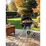 thumbnail of aro Griglia a forma di sfera, porcellana / acciaio / legno, ø 39 cm, 53.5 x 42.5 x 73 cm, con rotelle, cassetto cenere estraibile, nero