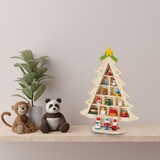 thumbnail of WellHome - Estatueta de árvore de Natal em MDF com decoração em cor natural, altura 29 cm.