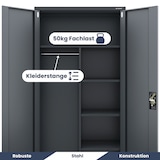 thumbnail of Mehrzweckschrank Metall abschließbar REKL Metallschrank | Schließfachschrank Putzmittelschrank Besenschrank Vorratsschrank, 185x90x45cm Anthrazit