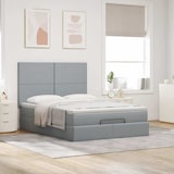 thumbnail of vidaXL Ottoman-Bett mit Matratze & LEDs Hellgrau 140x190 cm Stoff