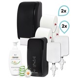 thumbnail of KOMPLETT-SET Toilettenkabine: Toilettenpapierspender + SENSOR Sitzreinigung + Reinigungsschaum + Füllmittel