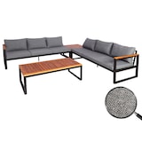 thumbnail of Garten-Garnitur HWC-L26, Gartenlounge Lounge-Set Sitzgruppe Sofa, Aluminium Akazie Holz MVG-zertifiziert ~ dunkelgrau