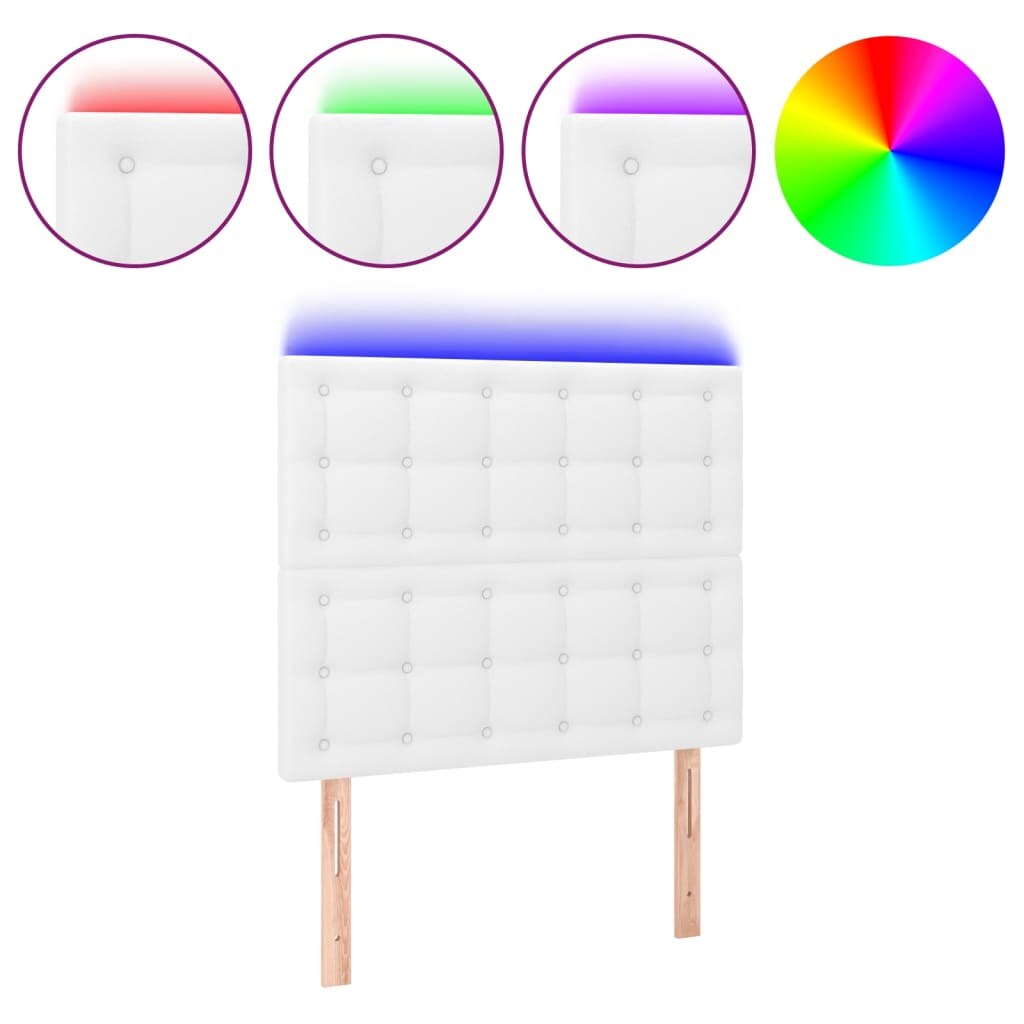vidaXL LED Kopfteil Weiß 80x5x118/128 cm Kunstleder