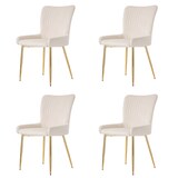 thumbnail of Esszimmerstuhl 4er Set Samt Beige+Gold 85x47x58 cm mit bequemer Rückenlehne, stabilem Metallgestell, vielseitig als Lounge Stuhl nutzbar