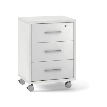 SARMOG MOBILE 3 CASSETTI SU RUOTE L51 P41 H71 in truciolare nobilitato color ossido bianco