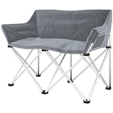thumbnail of Campingstuhl 2-Sitzer Klappstuhl 120x57x95 cm Grau mit Armlehnen und Seitentaschen bis 240 kg Tragkraft, gepolsterter Sitz, wetterfest