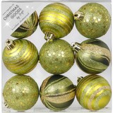 thumbnail of 9 Weihnachtskugeln Kunststoff 6cm mit Glitzer und Muster klassisch & bruchsicher Christbaumkugeln Weihnachtsbaumkugeln Christbaumschmuck Olive Green