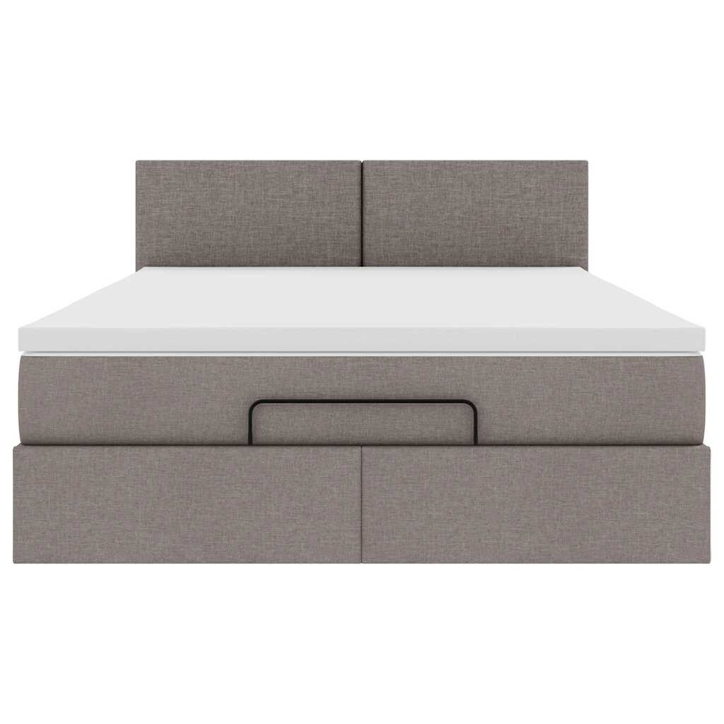 vidaXL Ottomanische Bett mit Matratze & LEDs Taupe 140x190 cm Stoff