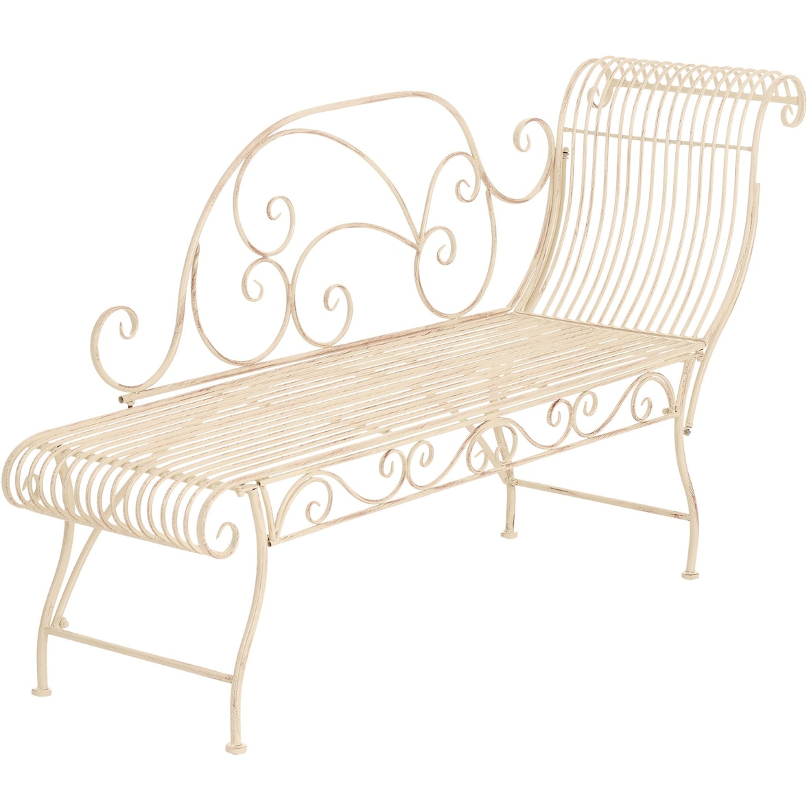 CLP Banc de jardin Karma Métal HBT: 78x156x46 cm Crème antique