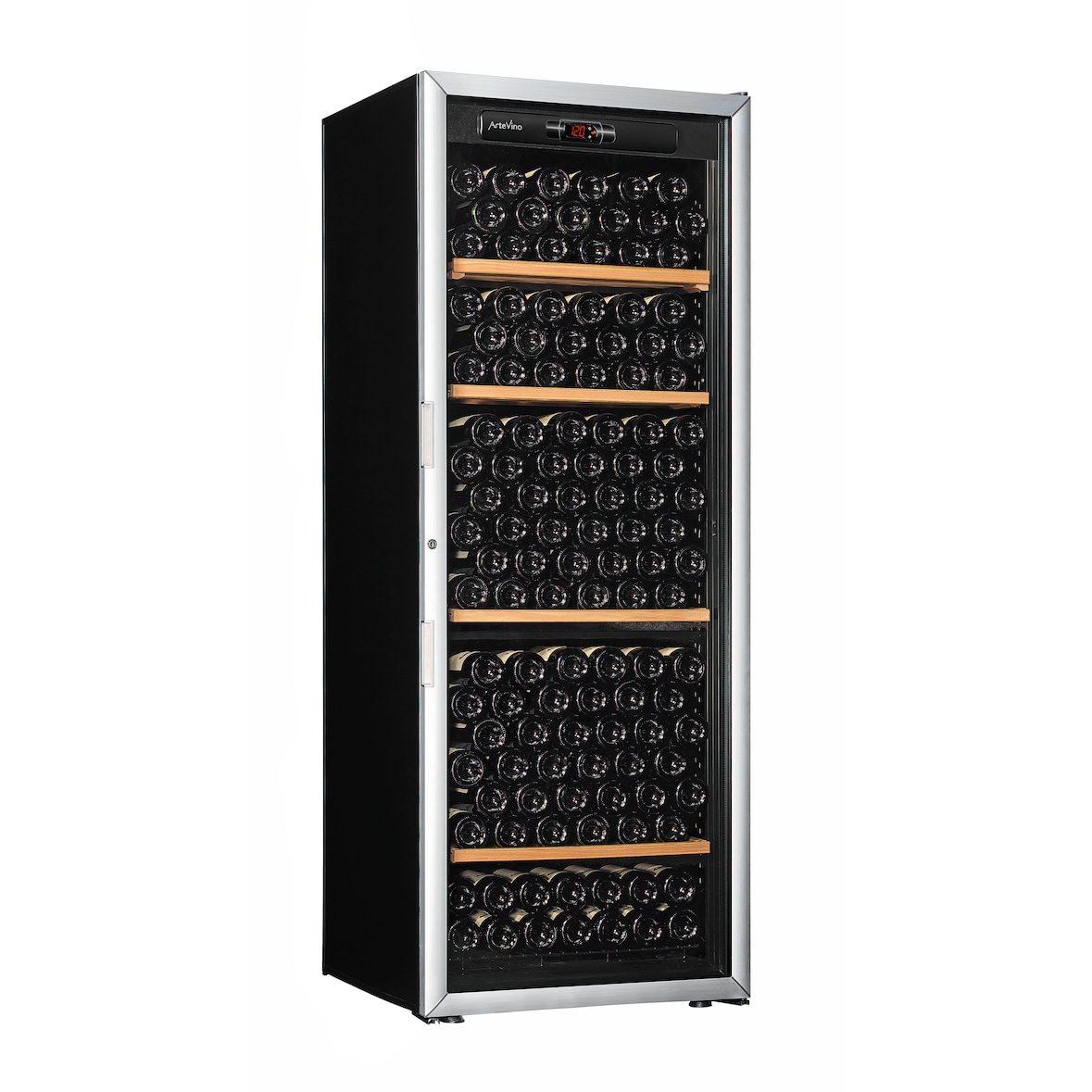 ArteVino - Cave à vin vieillissement (1 température) - Gamme Oxygen - OXG1T230NVSD - Porte vitrée cadre silver