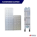 thumbnail of PROREGAL Sprossen-Mehrzweckleiter MULTISTEP mit Gerüstplattform, 4-teilig Aluminiumleiter, 4x3 Sprossen, bis zu 3,5 m Höhe, Traglast 150kg