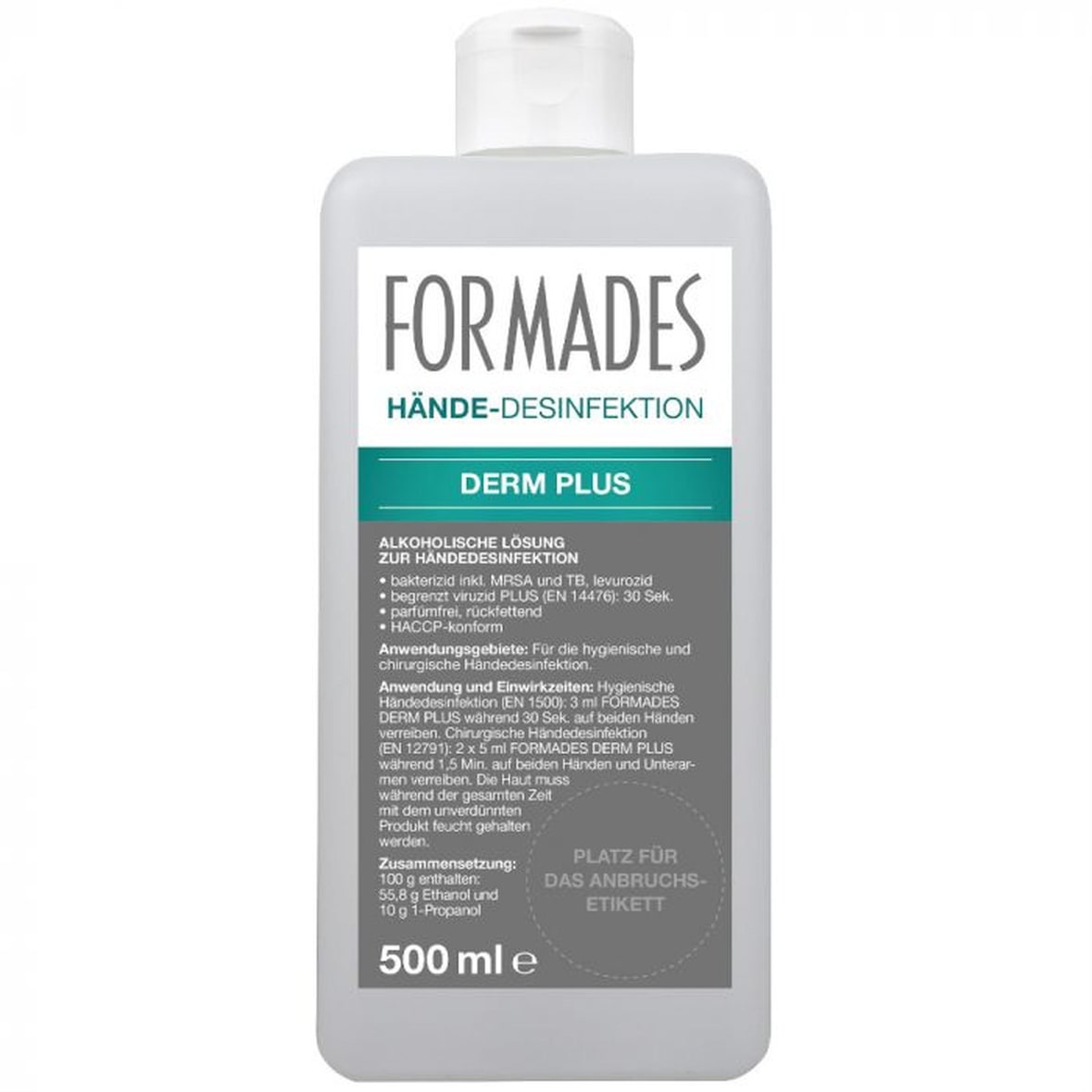 FORMADES Händedesinfektion Derm Plus - 10 x 500 ml - Euroflaschen