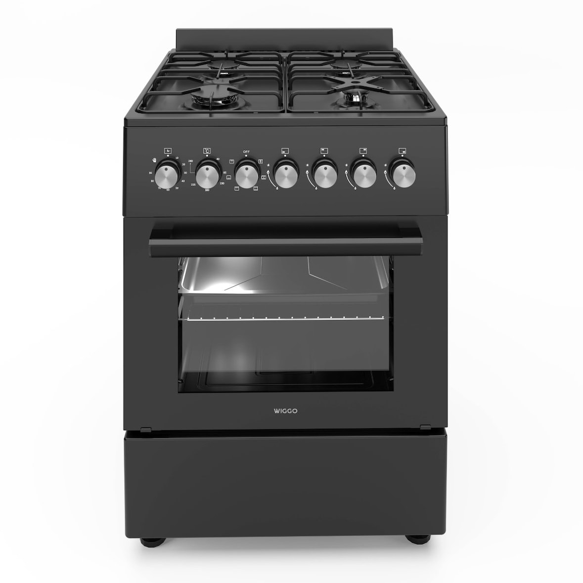 Wiggo WO-E606A(BB) Vrijstaande Gasfornuis - 60 cm - Zwart